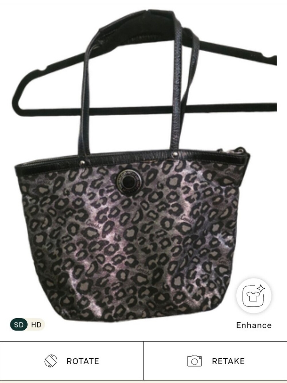 Coach Metallic Ocelot Print Tote Bag in black and grey
